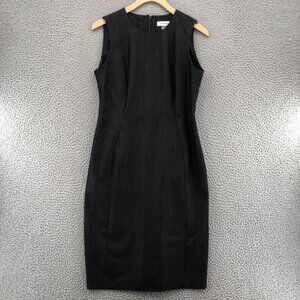 Calvin Klein Dress Womens 6 Black Chambray Knee Length Sheath Stretch Sleeveless